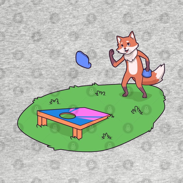 Fox playing cornhole by Modern Medieval Design